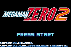 Mega Man Zero 2 title screen for GameBoy Advance